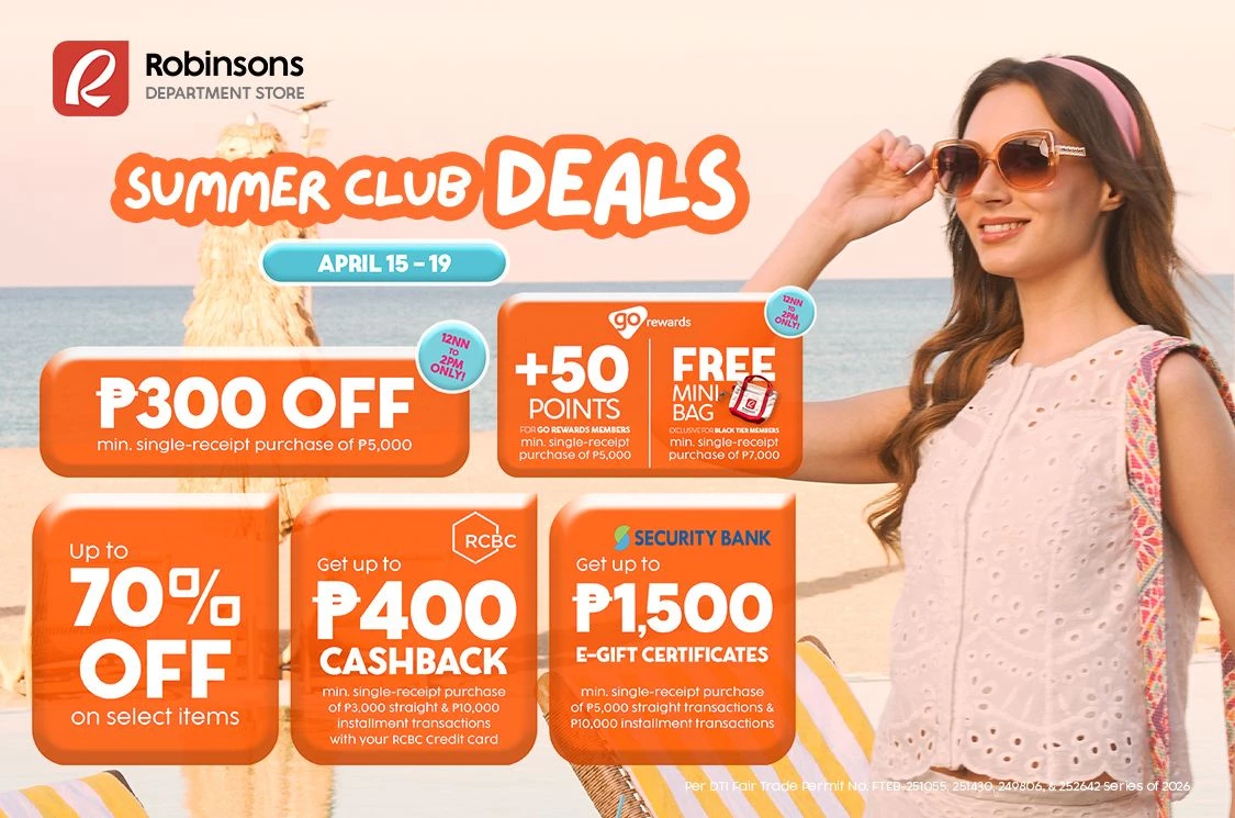 SUMMER CLUB DEALS Runs from April 30 - May 3