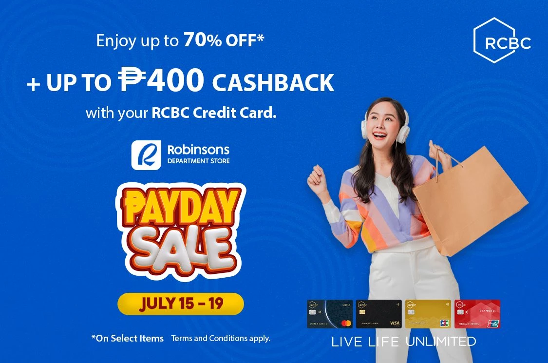 Up to P400 Cashback with RCBC Credit Cards
